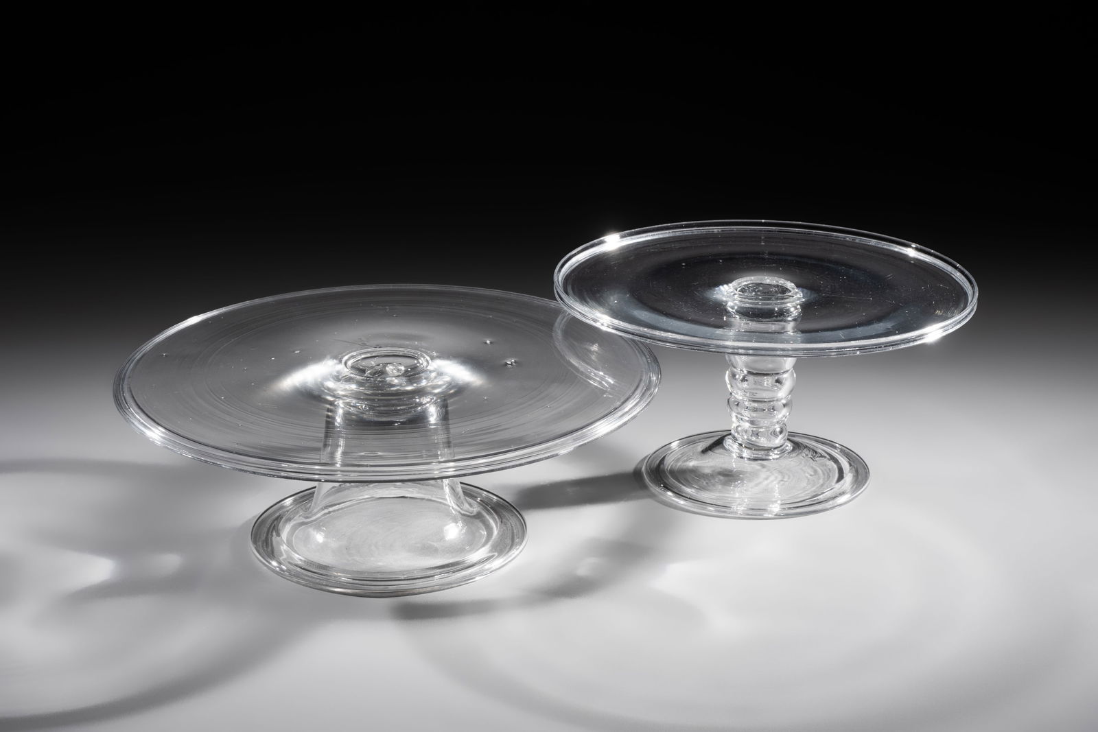 Two glass pedestal tazze, England, 18th C. (1 of 4)