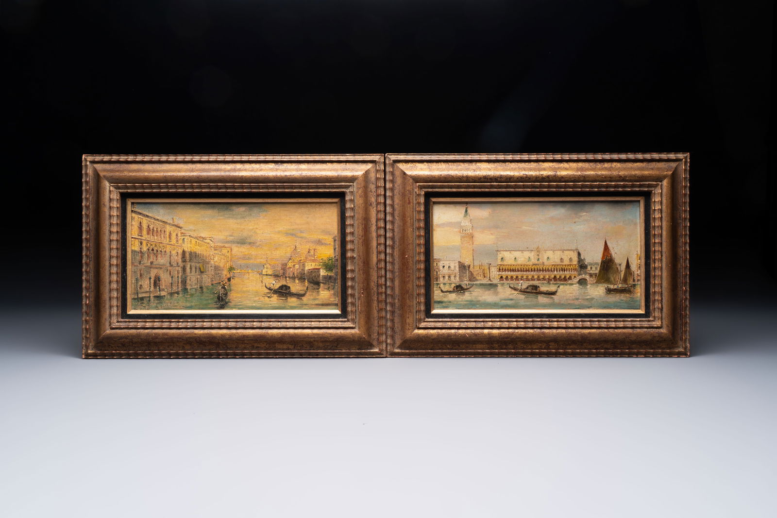 Giovanni Grubacs (1829-1919): 'Views of Venice', oil on panel, second half 19th C. (1 of 2)