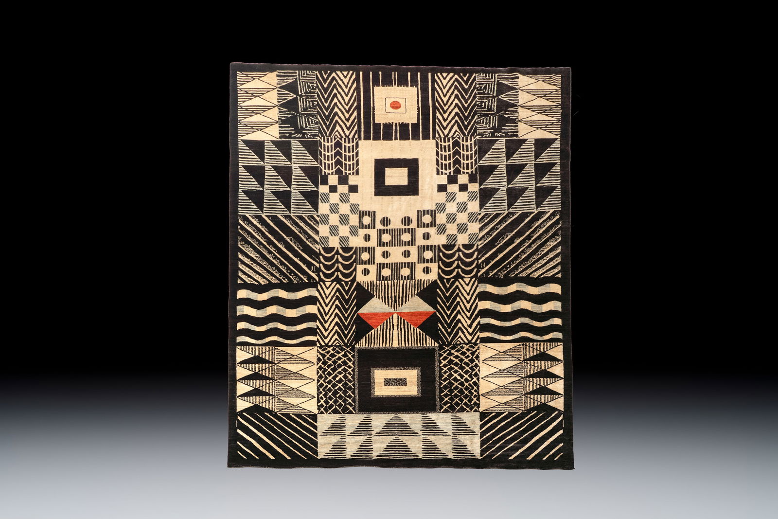 A large hand-knotted wool carpet with a symmetrical geometric composition, after a Bauhaus design by (1 of 4)