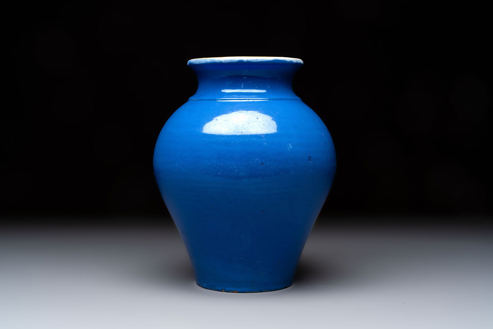 A rare lavender-blue-ground French faience baluster vase, probably Nevers, 18th C. (1 of 6)