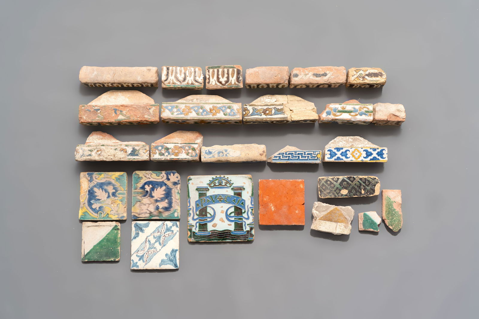 26 various tiles, border tiles and fragments, mainly Spain, incl. Toledo, 16th C. and later (1 of 2)