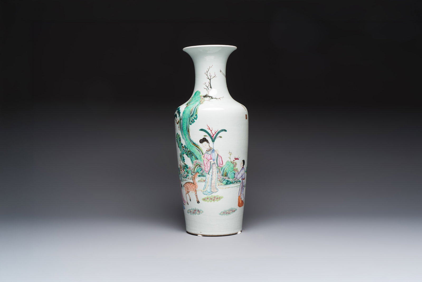 A Chinese famille rose 'Magu' vase, Qianlong mark, 19th C. (1 of 6)