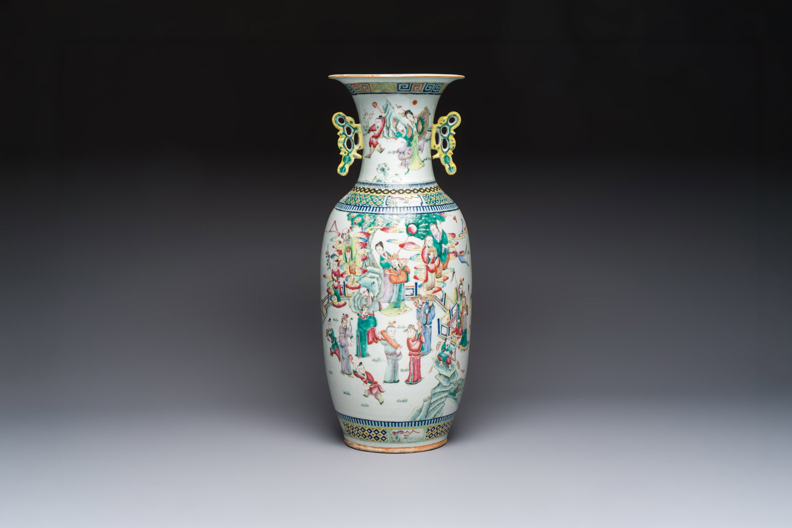 A Chinese famille rose vase with narrative design, 19th C. (1 of 6)