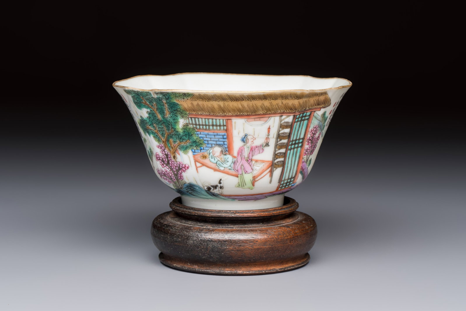 A Chinese famille rose 'Rice and Silk Production' bowl, Daoguang mark and of the period (1 of 10)