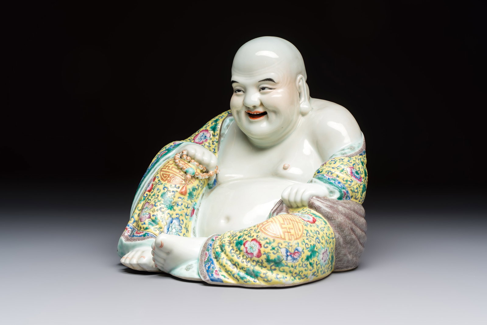 A Chinese famille rose Milefo Buddha, Ye Yunhong Zao mark, Republic (1 of 7)