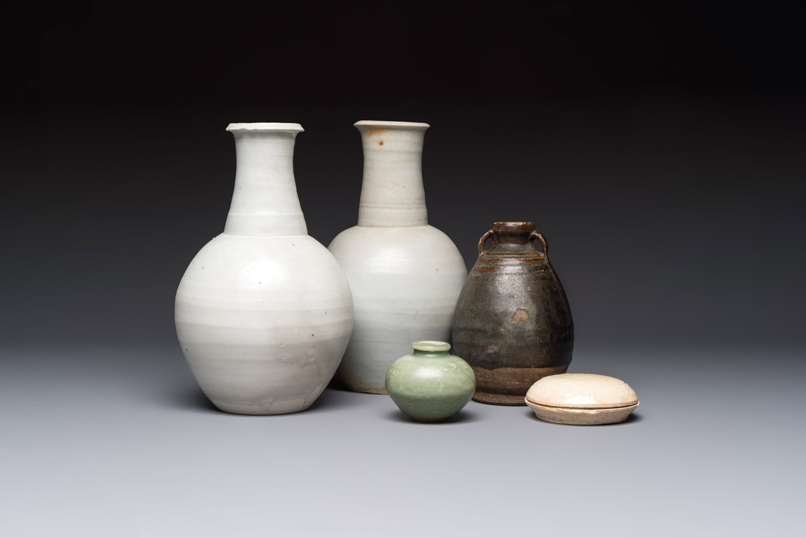 A varied group of five Chinese monochrome wares, Song/Yuan (1 of 16)