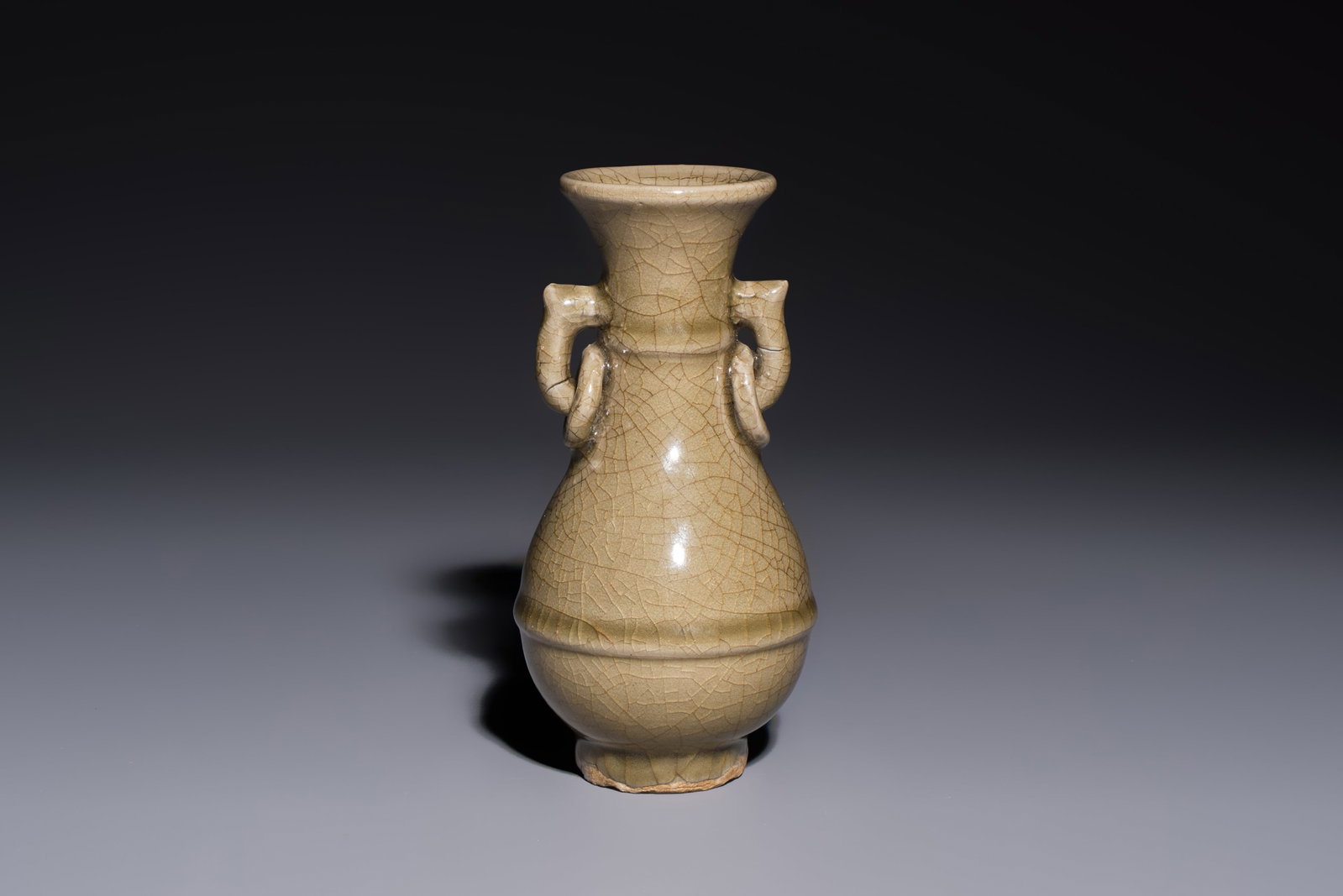 A Chinese Longquan celadon vase with handles, Ming (1 of 7)