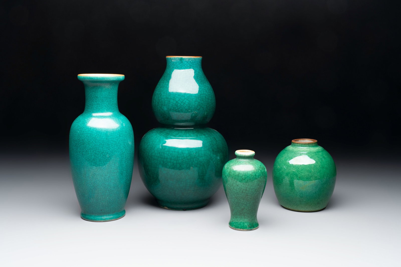 Four Chinese green crackle-glazed vases, 19th C. (1 of 7)