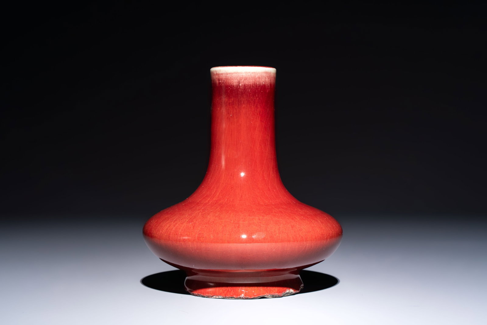 A Chinese flambé-glazed vase of compressed form, 19th C. (1 of 6)