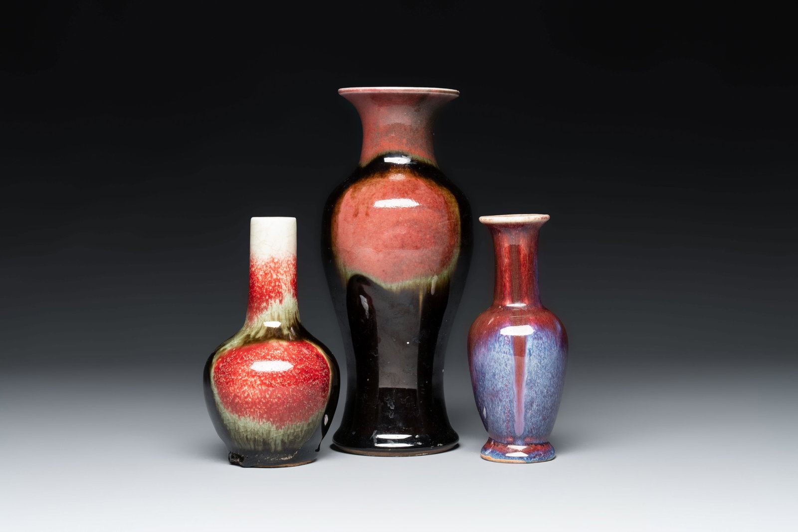 Three Chinese flambé-glazed vases, 20th C. (1 of 7)