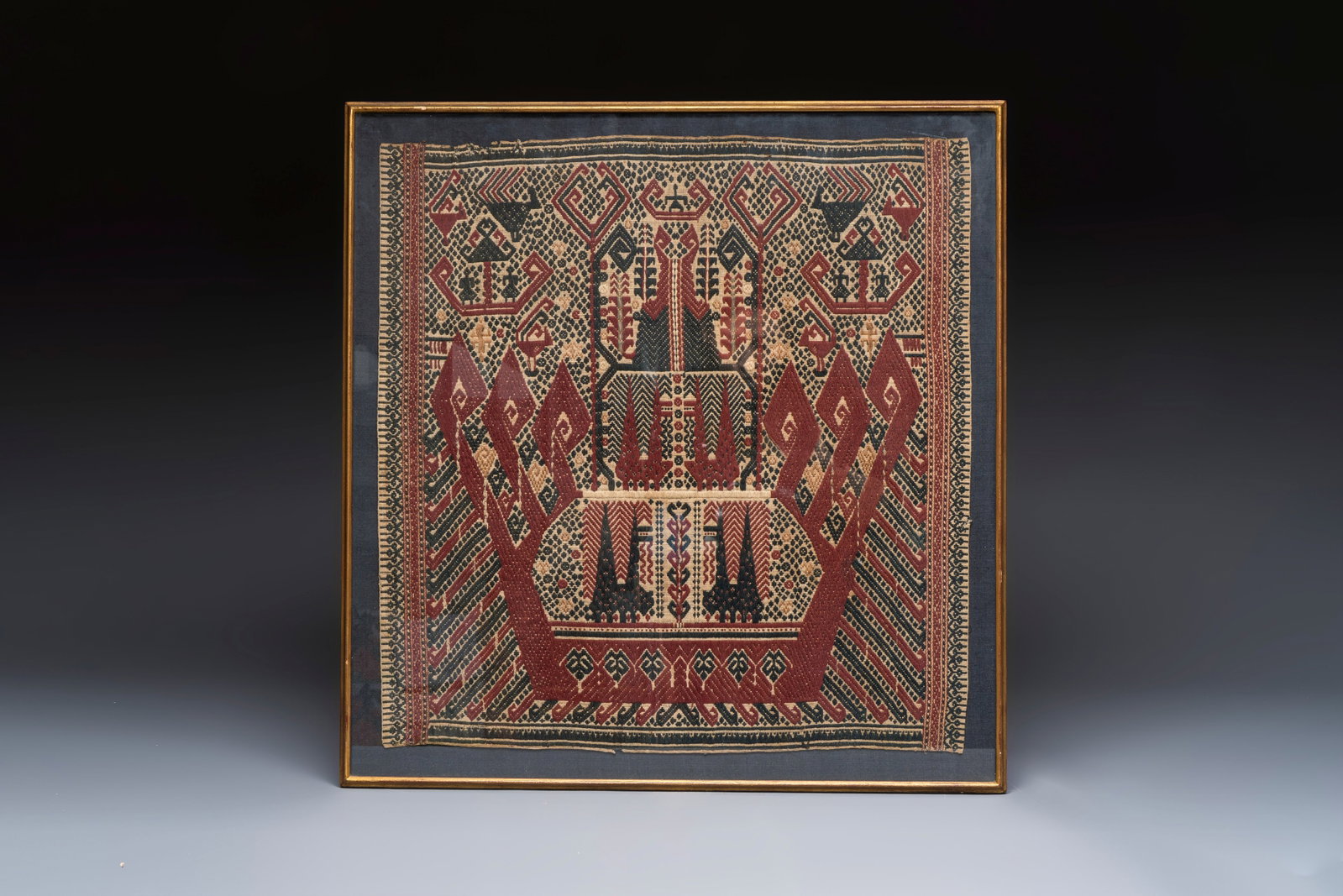 An Indonesian ceremonial 'Tampan' textile, Sumatra, Lampung, late 19/20th C. (1 of 2)