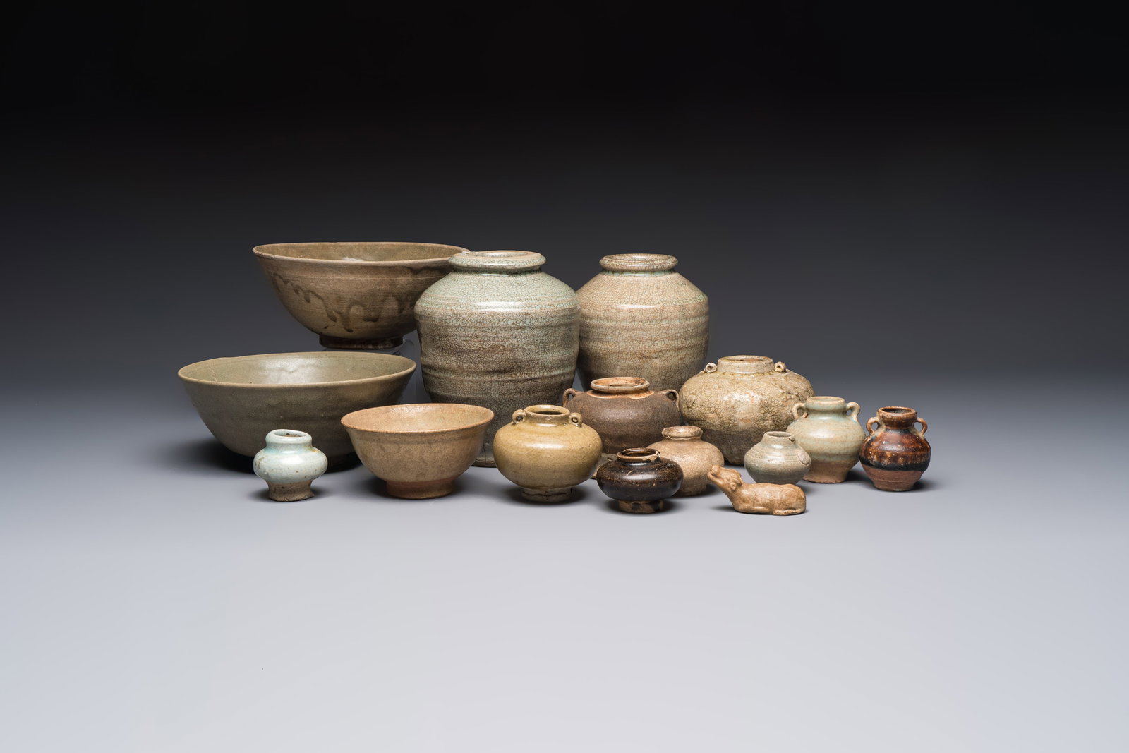 A group of 15 Chinese and Southeast Asian celadon and brown-glazed wares, 15th C. and later (1 of 20)