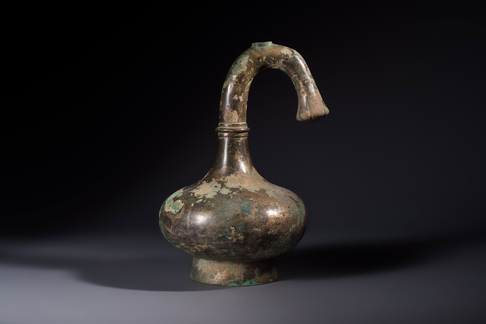A Chinese bronze 'Garlic Head' wine vessel, 'Hu', Western Han (1 of 7)