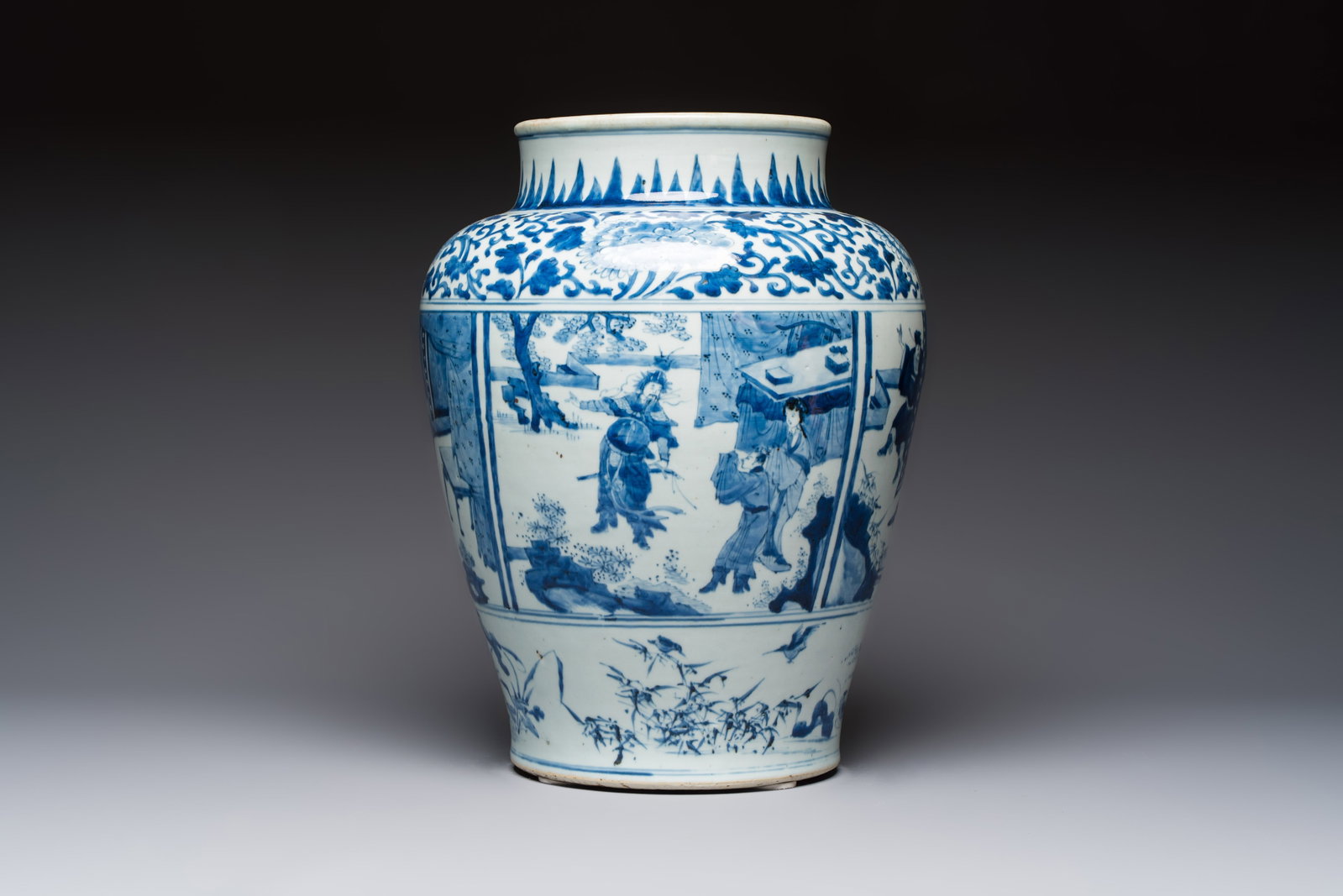 A Chinese blue and white vase with narrative design, Kangxi (1 of 6)