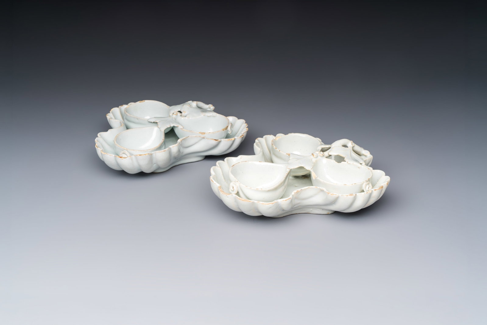A pair of rare white-glazed spice boxes, France, 18th C. (1 of 3)
