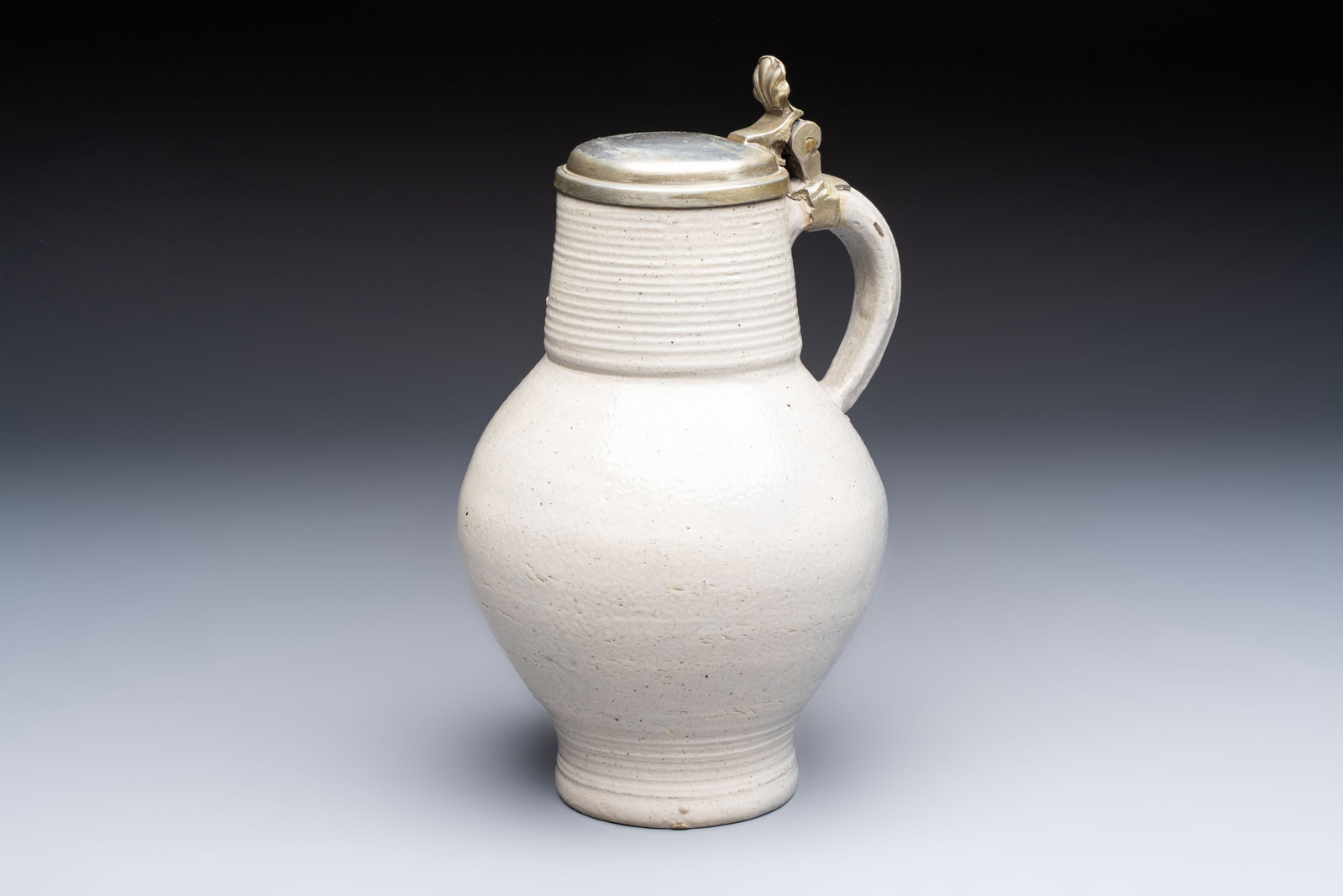 A pewter-mounted stoneware jug, Germany, 18th C. (1 of 8)