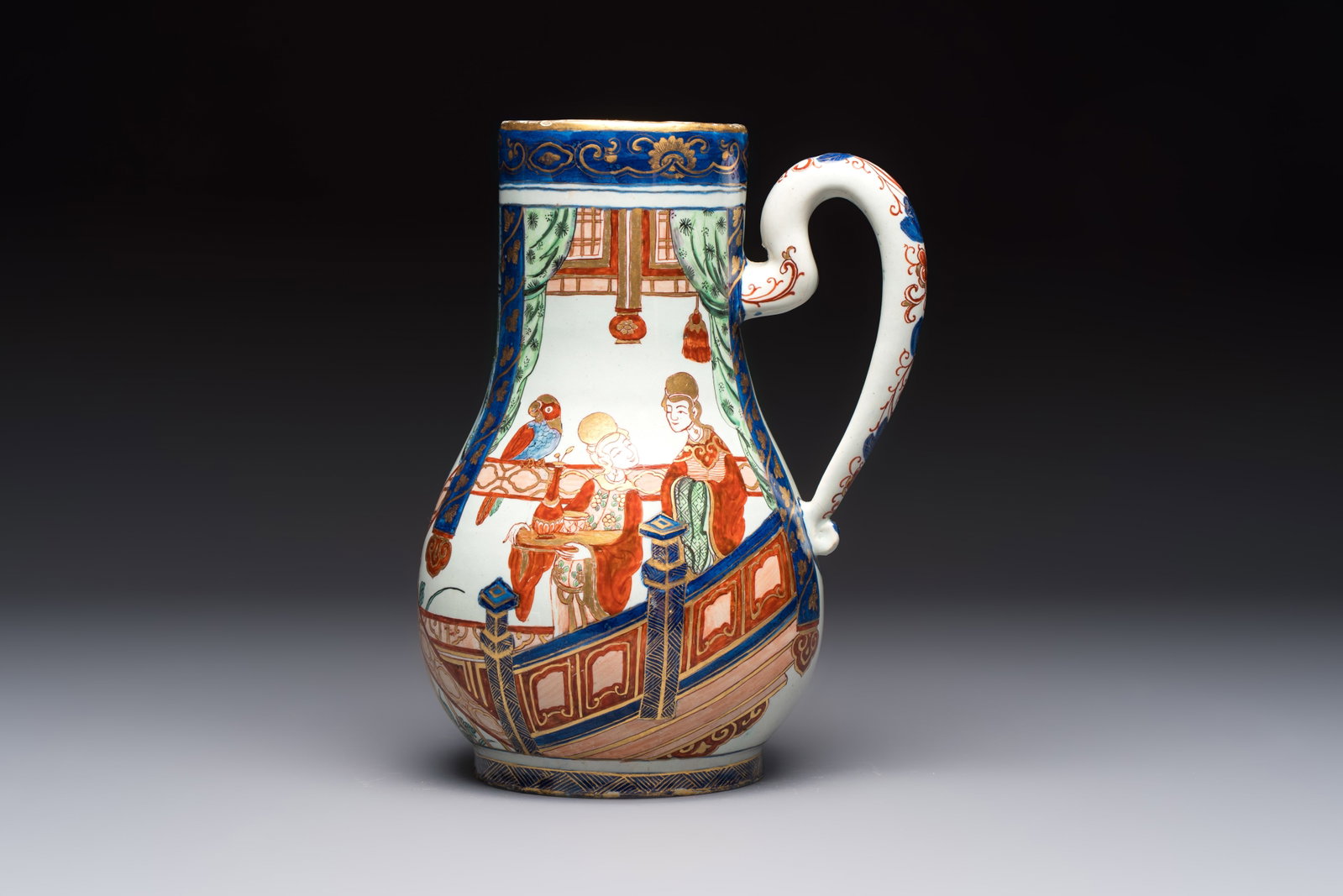 A magnificent polychrome Dutch Delft chinoiserie ewer, first quarter 18th C. (1 of 6)