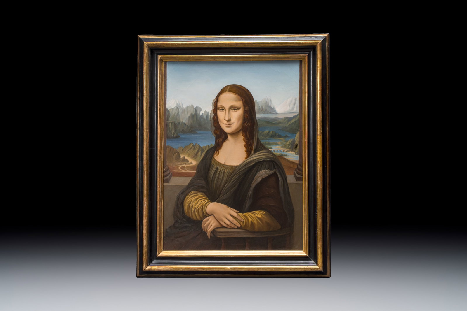 After Leonardo Da Vinci: 'Mona Lisa', oil on canvas, 19/20th C.: After Leonardo Da Vinci: 'Mona Lisa', oil on canvas, 19/20th C. Dim.: 109 x 86 cm (the frame) Dim.: 84 x 61 cm (the work)