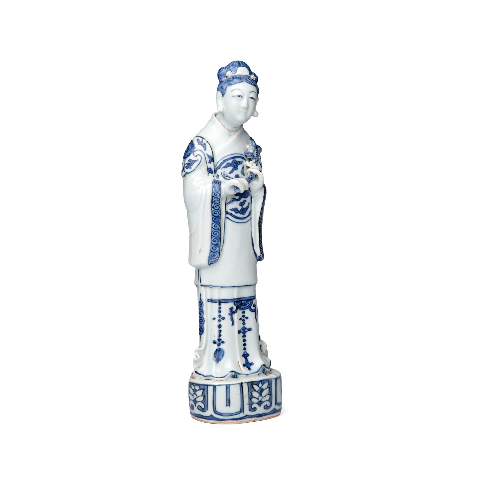 A Chinese blue and white figure of the immortal He Xiangu, Jiajing (1 of 9)