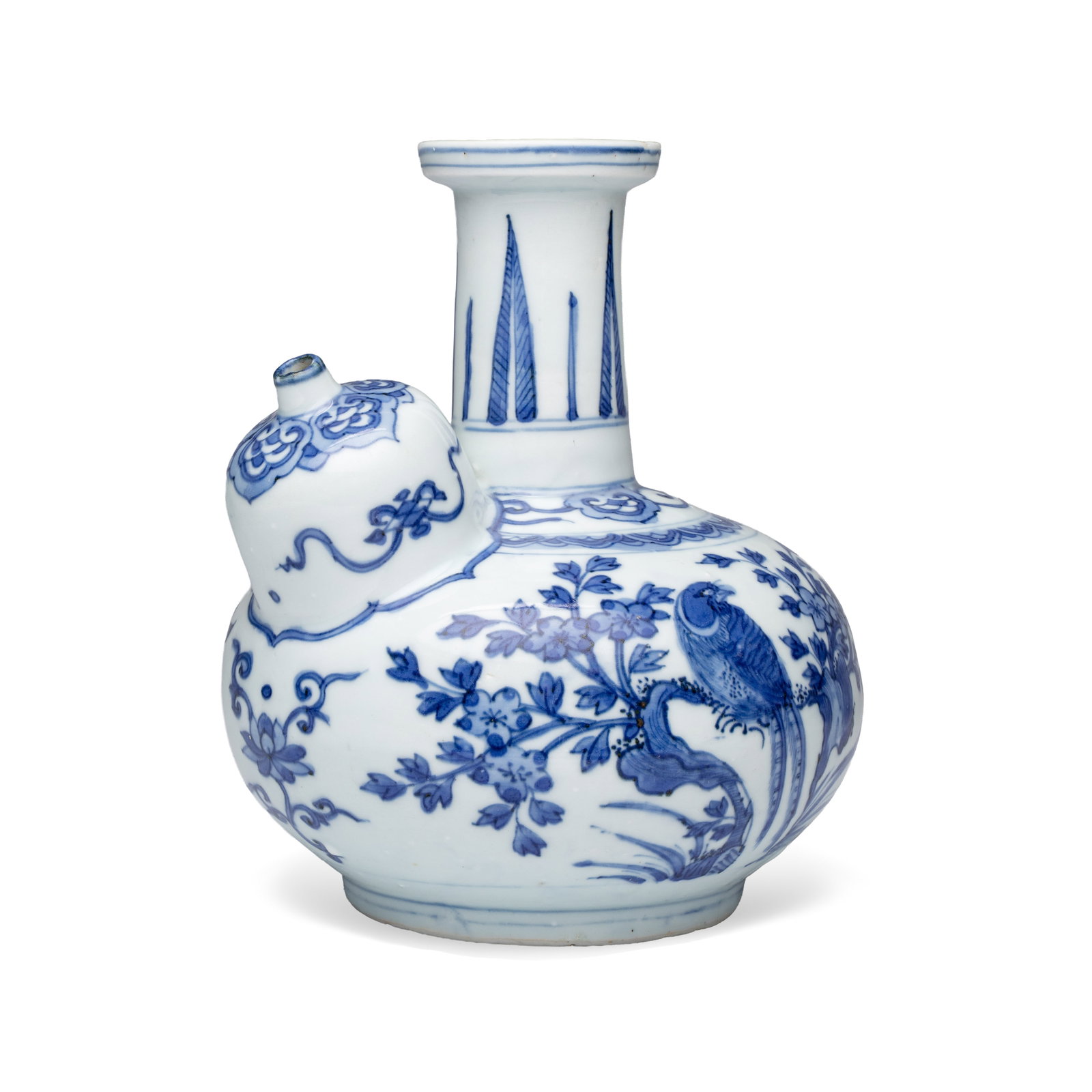 A Chinese blue and white 'Birds among Flowering Branches' kendi, Wanli (1 of 9)