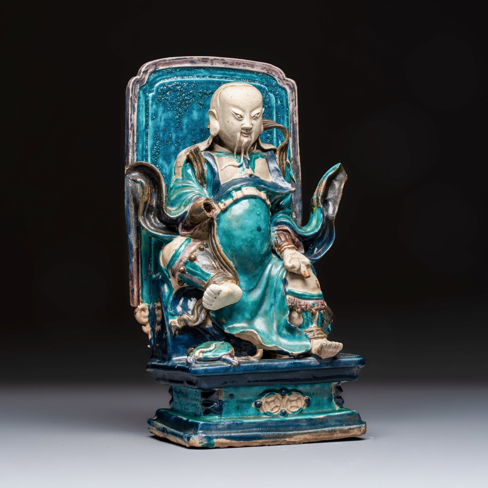 A Chinese Fahua-glazed stoneware model of Zhenwu, Ming (1 of 7)