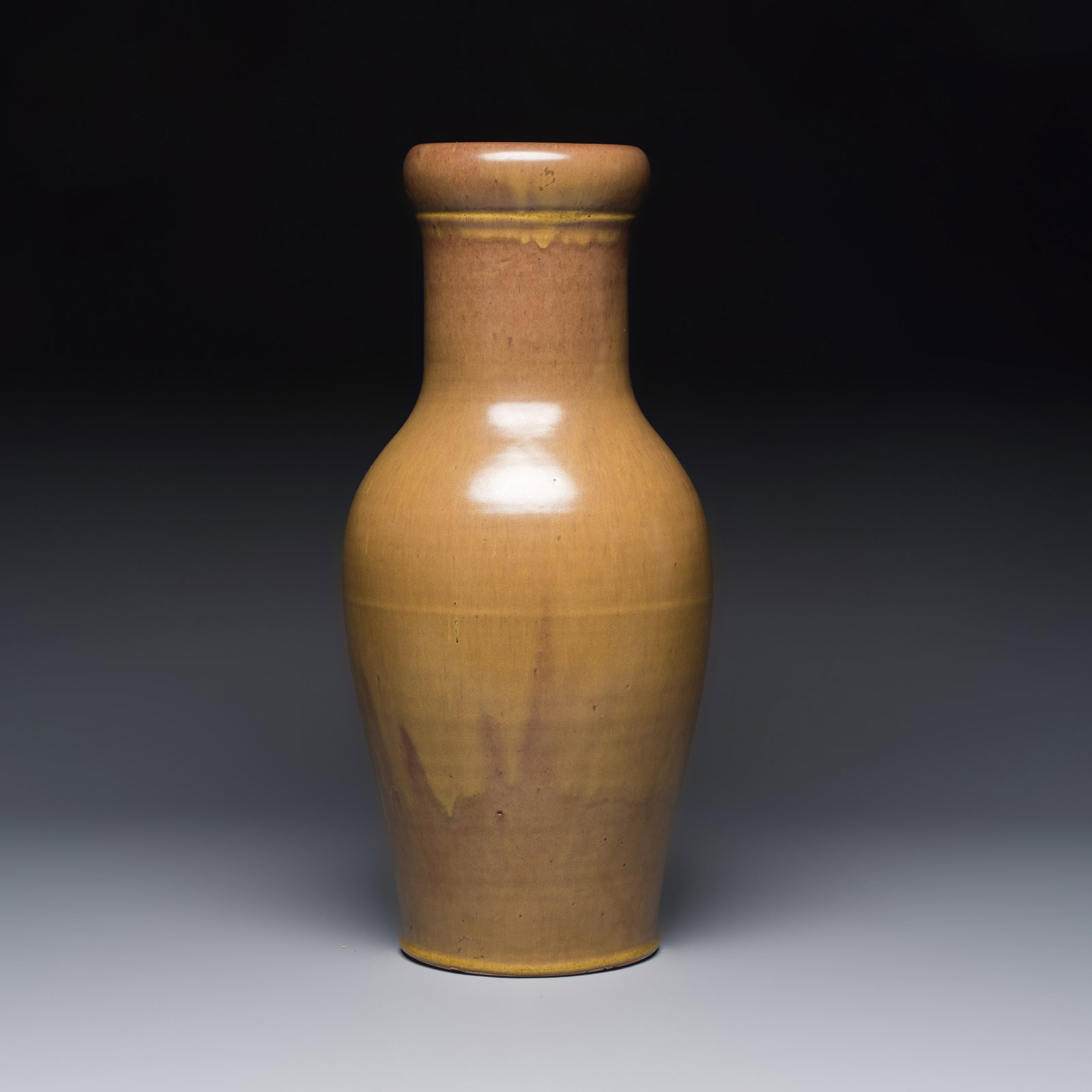 A Chinese teadust-glazed vase, 18/19th C. (1 of 6)