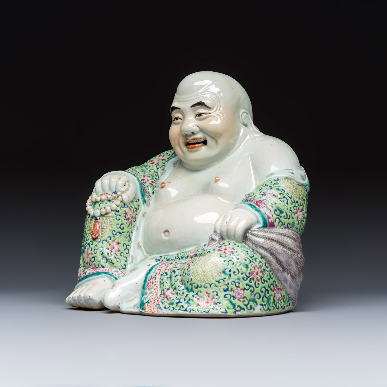 A Chinese famille rose Milefo Buddha, Tong Shun Ji Hao mark, Republic (1 of 7)