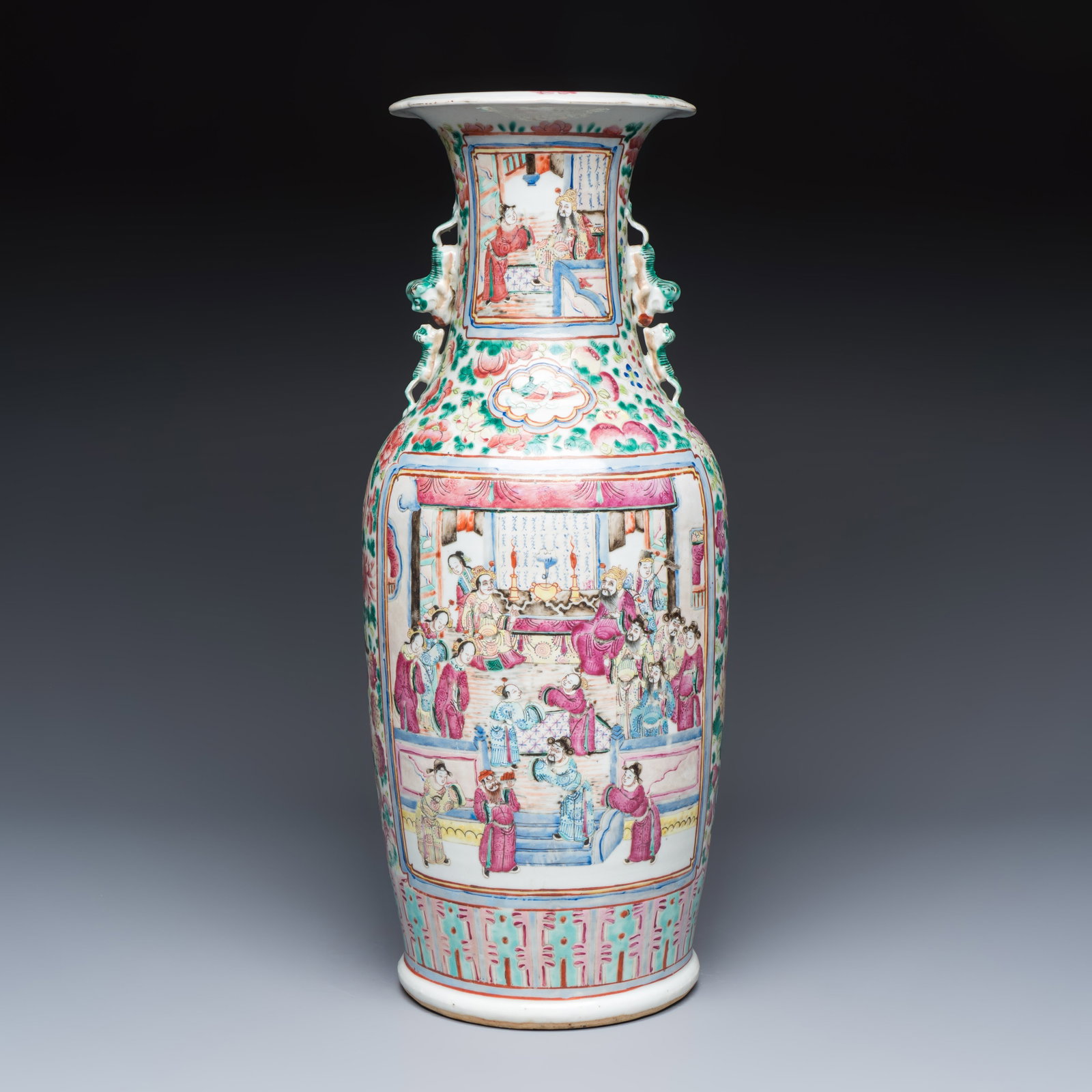 A Chinese famille rose vase with narrative design, 19th C. (1 of 8)