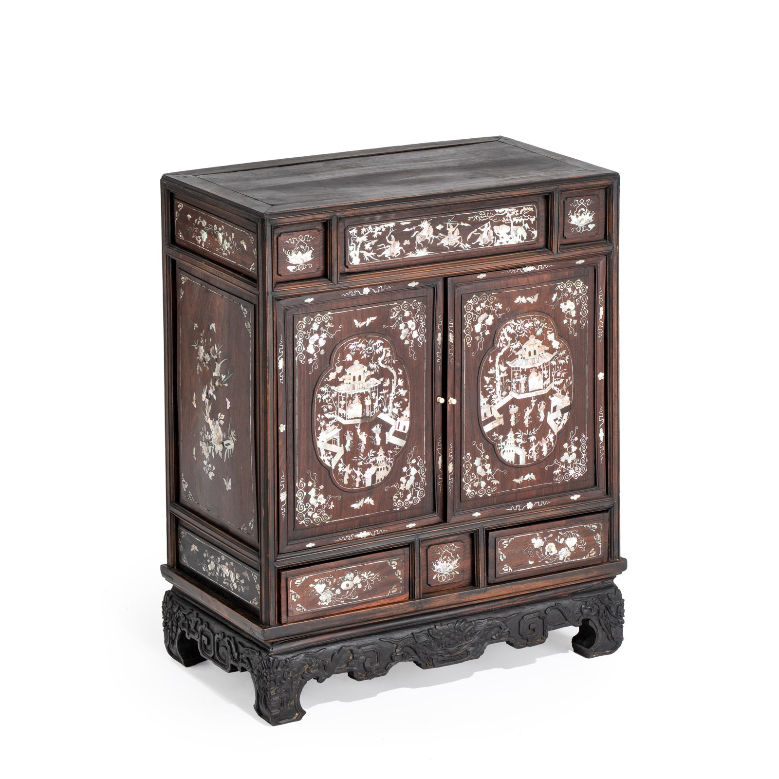 A Vietnamese mother-of-pearl-inlaid wooden two-door cabinet, 19th C. (1 of 8)