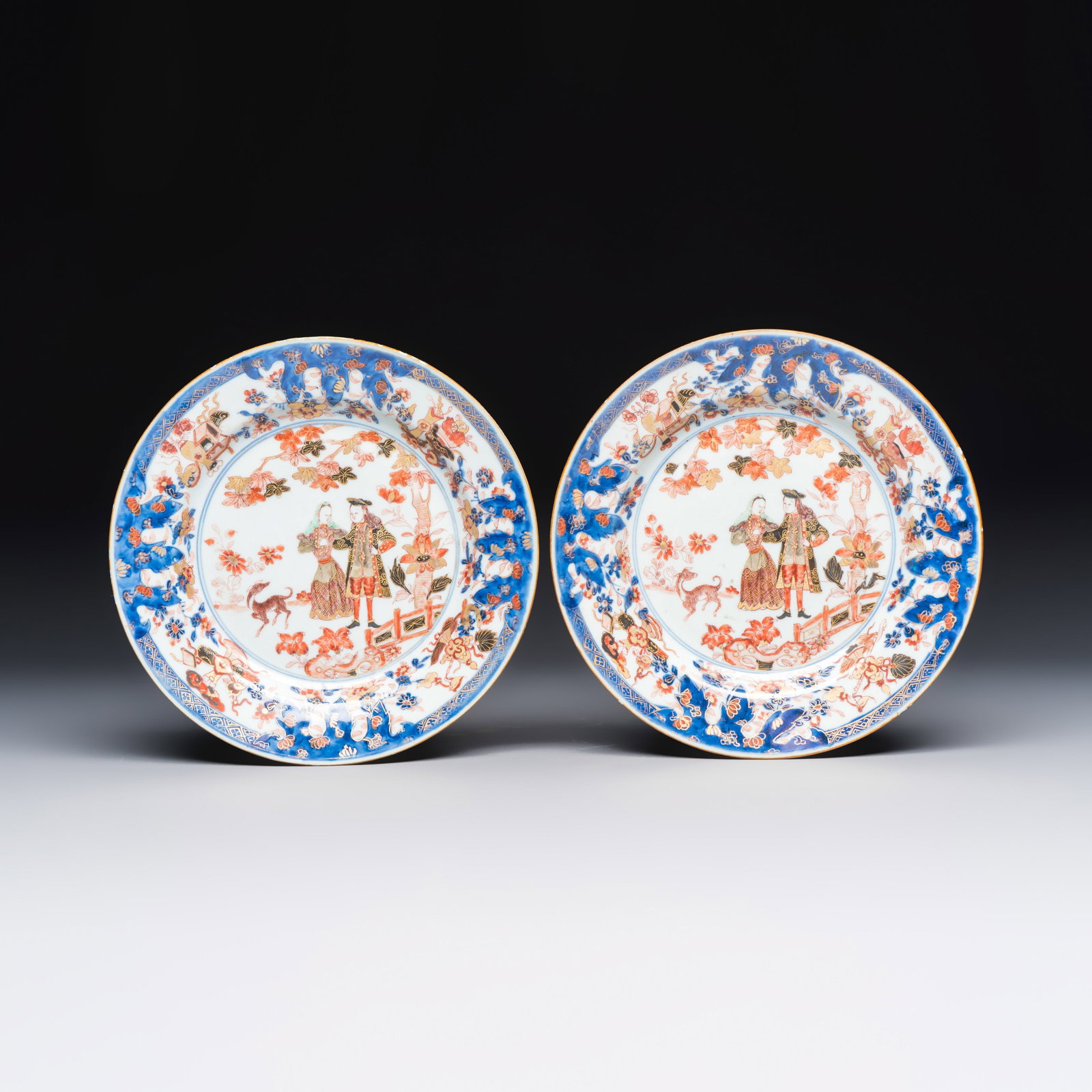 A pair of Chinese verte-Imari 'Governor Duff' plates, Yongzheng: A pair of Chinese verte-Imari 'Governor Duff' plates, Yongzheng Dia.: 23,4 cm Provenance: A South African private collection.