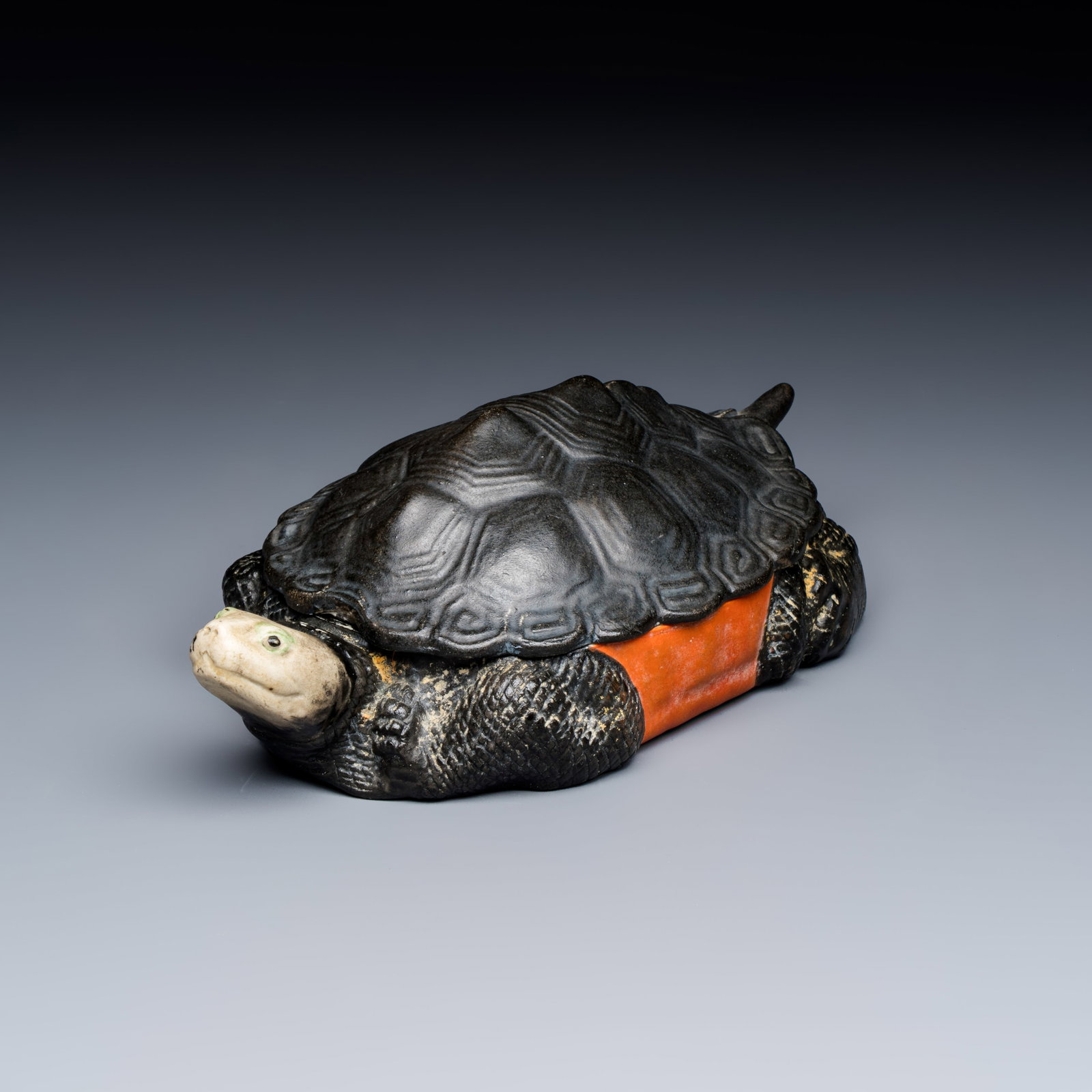 A Chinese polychrome-glazed turtle-shaped tureen and cover, Qianlong (1 of 10)