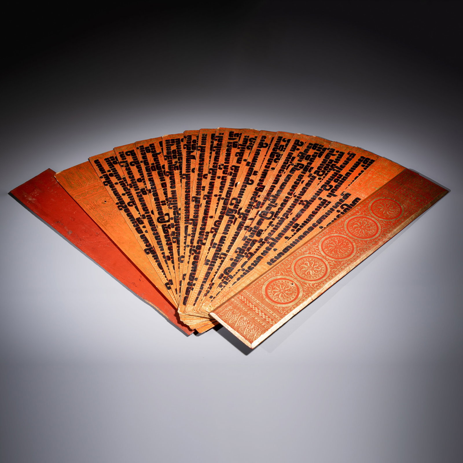 A Burmese gilt-lacquered Kammavaca or Buddhist manuscript, Mandalay, 19th C. (1 of 4)