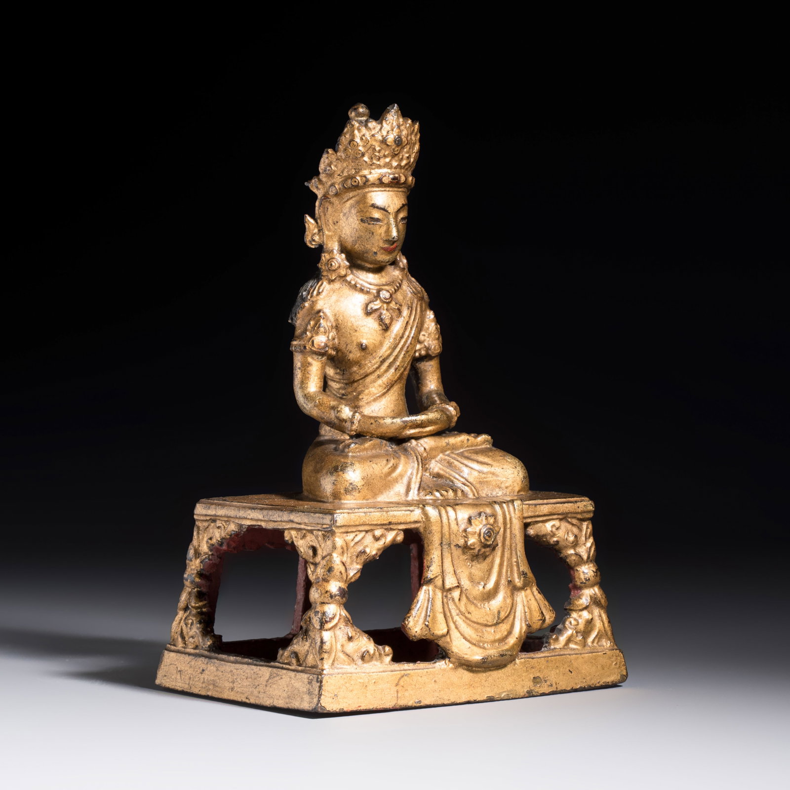 A Sino-Tibetan gilt-lacquered figure of Buddha Amitayus, Qianlong (1 of 7)