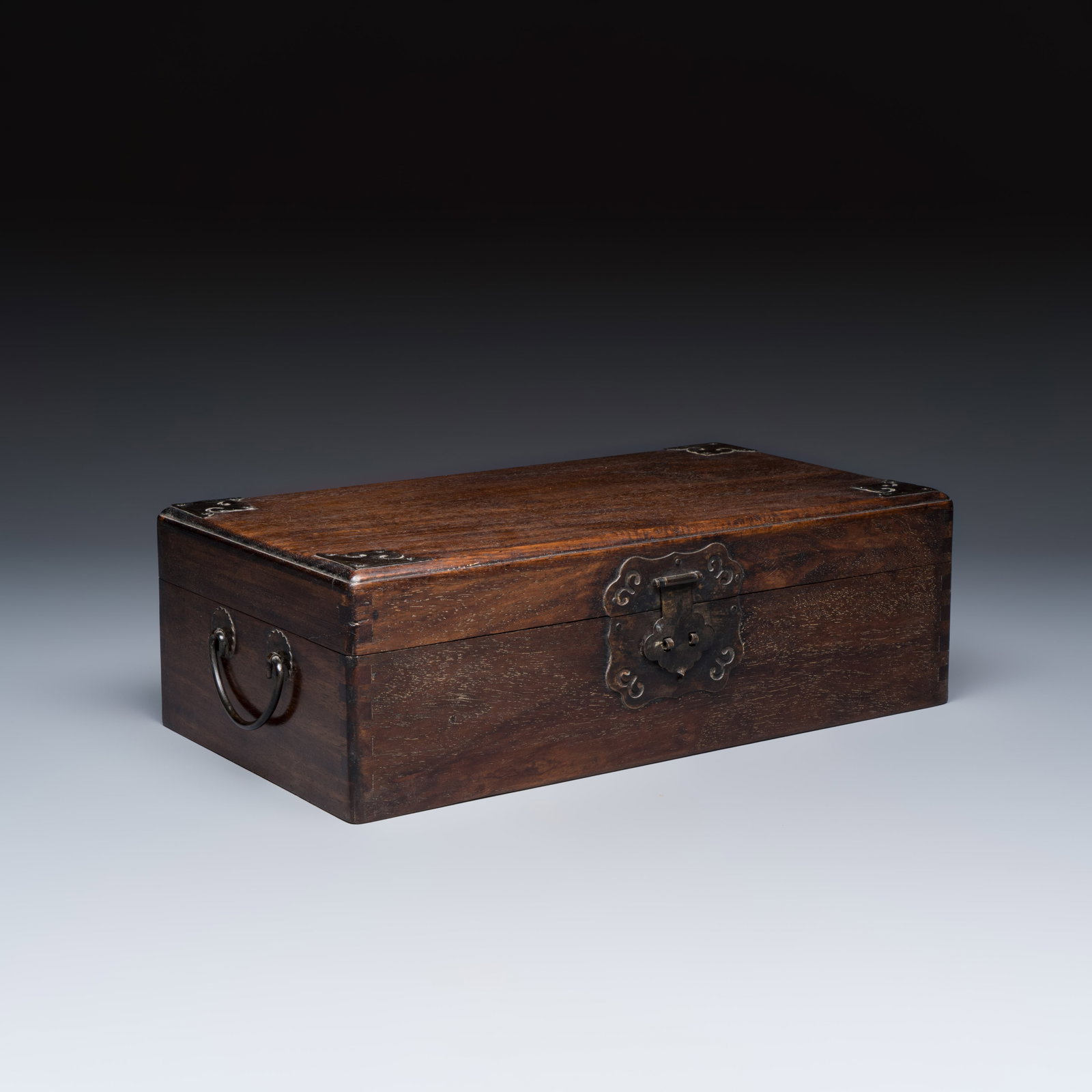 A Chinese hongmu box and cover with bronze mounts, 20th C. (1 of 9)
