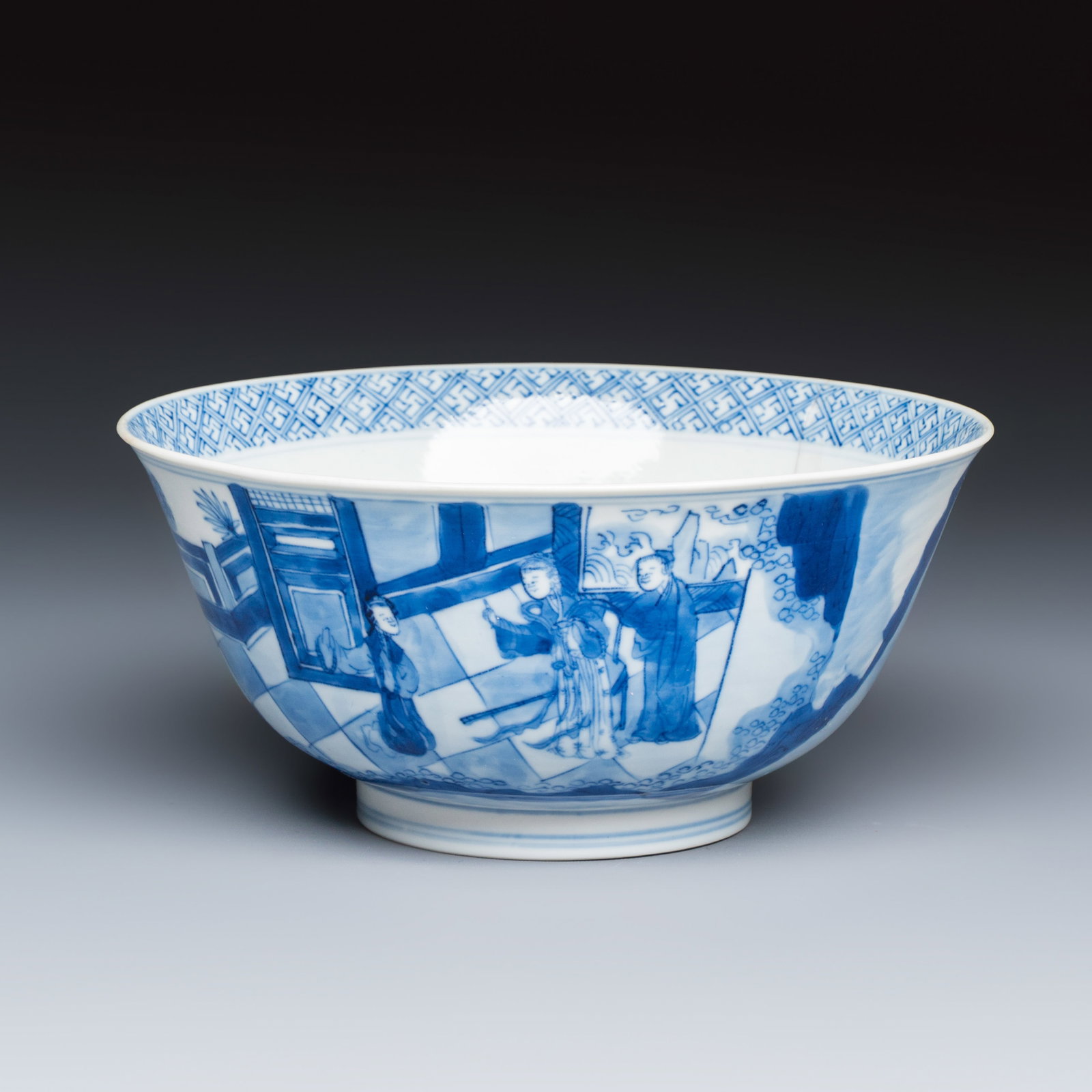 A Chinese blue and white 'Xi Xiang Ji' bowl, Kangxi mark and of the period (1 of 7)