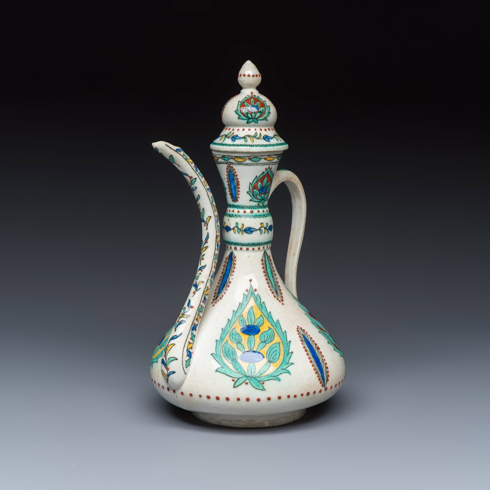 A Samson Iznik-style ewer and cover, France, 19th C. (1 of 7)