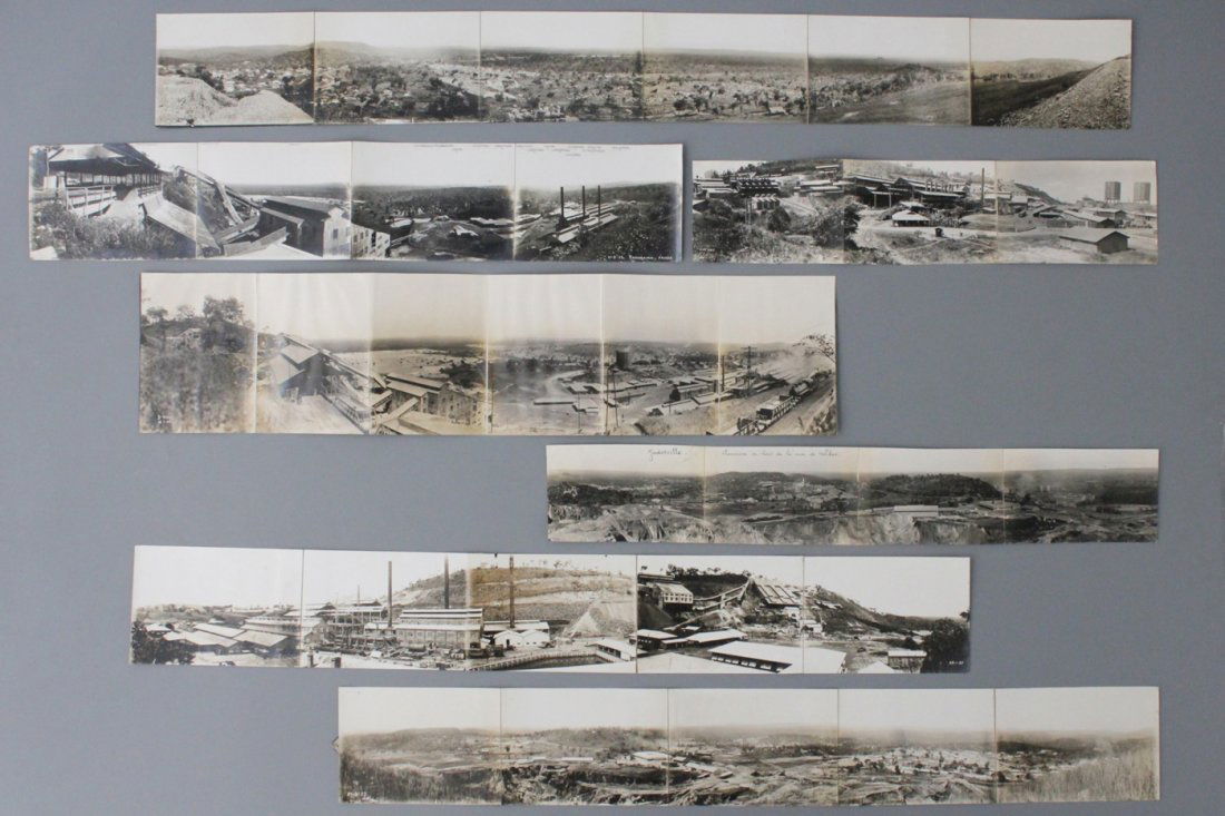 A collection of black and white panoramic and other: 29 pcs. Total including various mounted together to form a panoramic view. Longest: 101,5 x 12 cm.