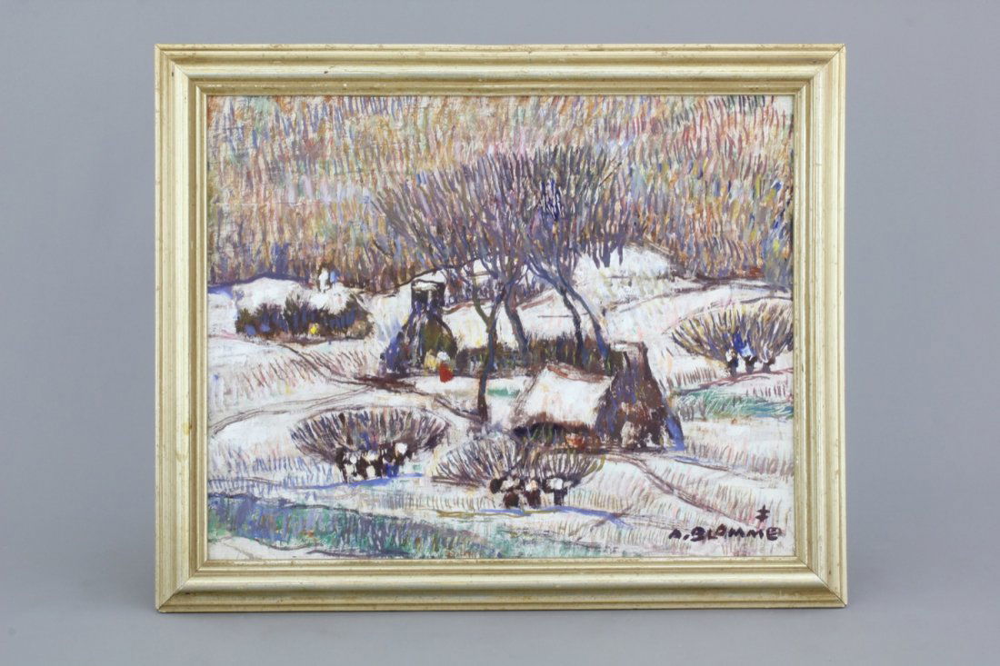 Alfons Blomme (1845-1923), A winter landscape: Oil on canvas, framed. Dim.: 38 x 30 cm, 45 x 37 cm framed