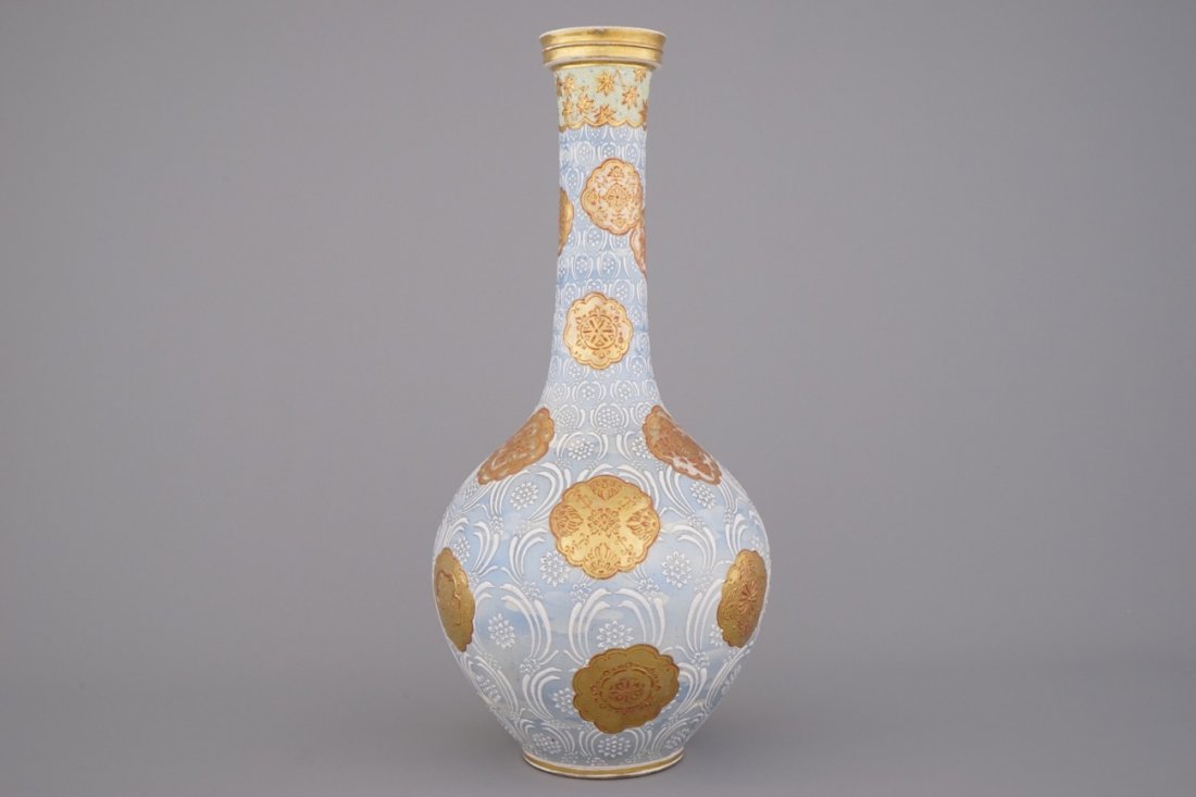 A large Japanese Satsuma vase for the Persian market,: H: 58 cm