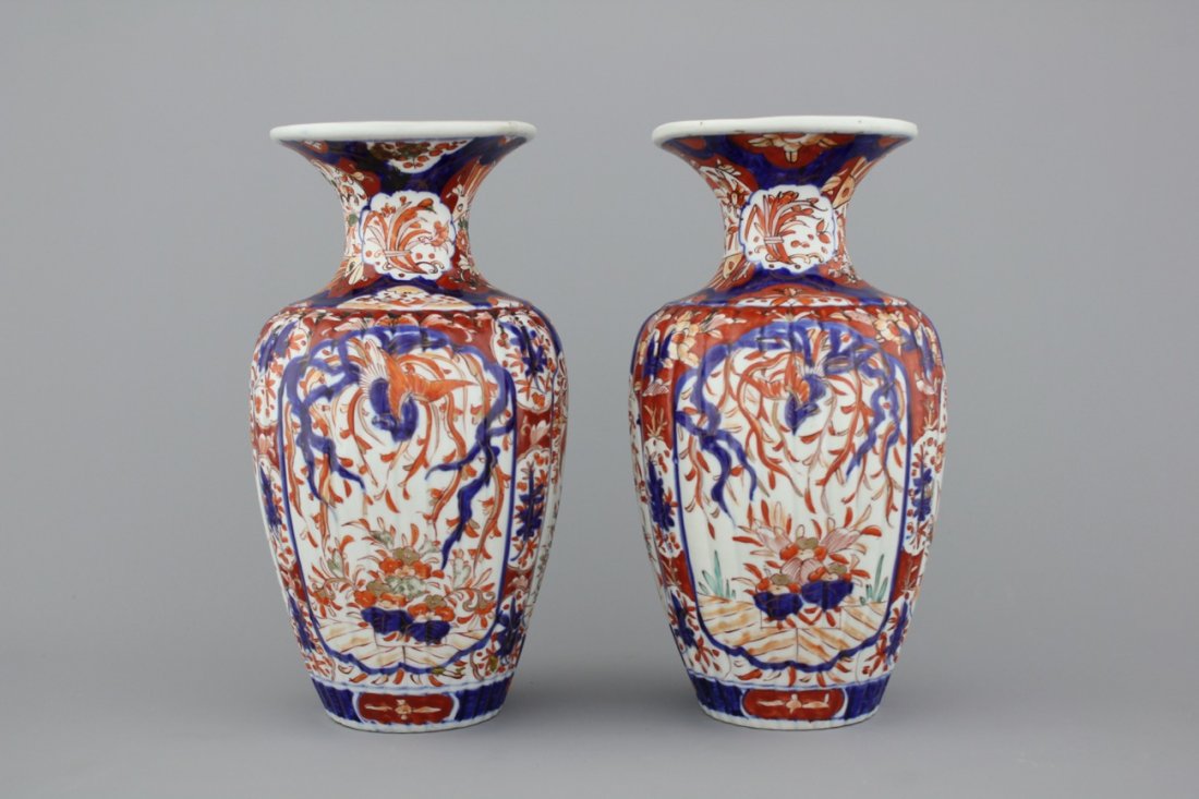 A pair of Japanese porcelain imari vases, late Meiji, (1 of 1)