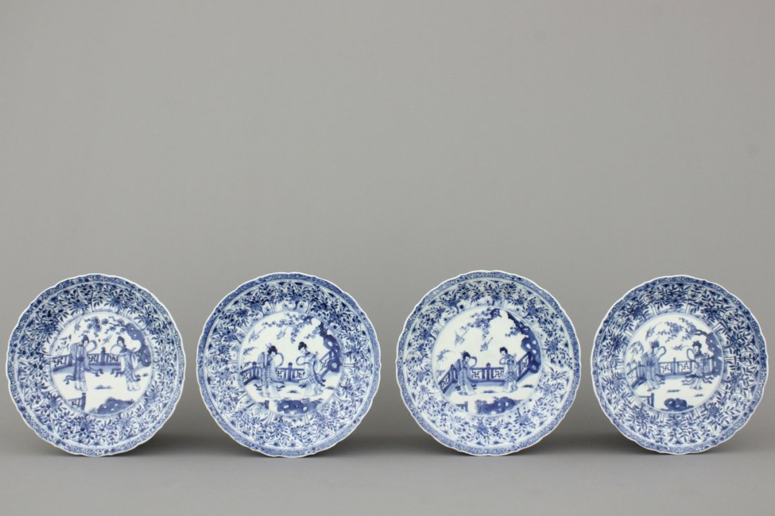 A set of 4 Chinese porcelain blue and white plates with (1 of 1)