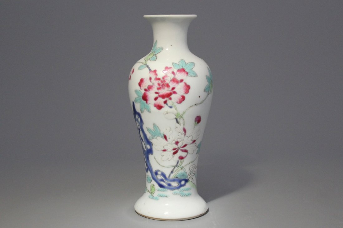 A Chinese porcelain famille rose vase, Yongzheng, ca.: H: