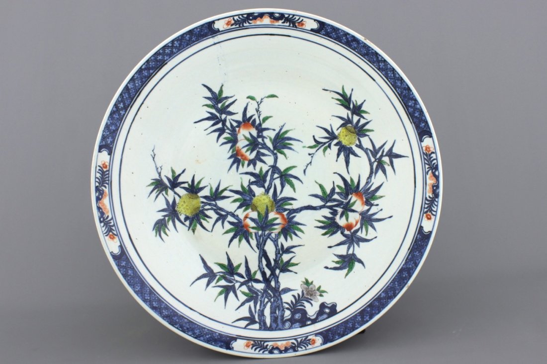 A very large Chinese doucai dish with "nine peaches" (1 of 1)
