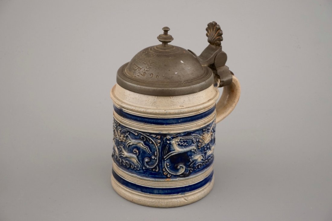 A small Westerwald beer stein, 17th C. (1 of 8)