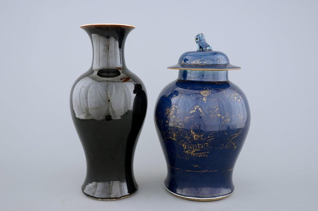 A monochrome Chinese mirror black and a bleu poudre (1 of 5)