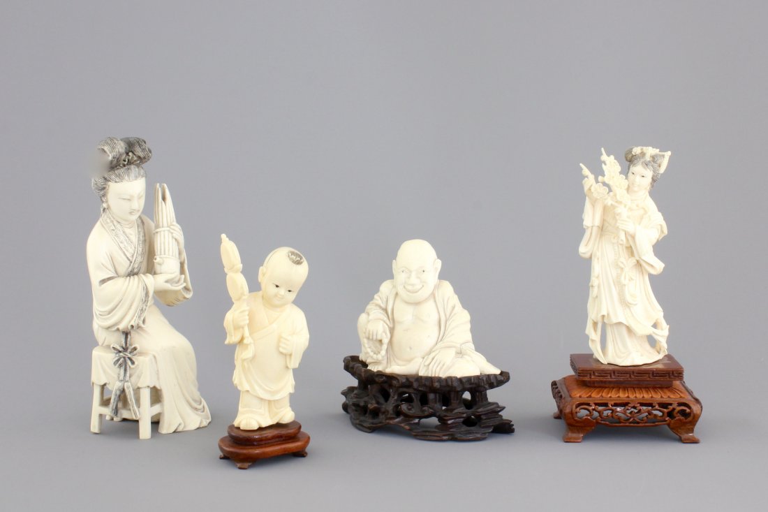 Four fine Chinese carved ivory figures, 19th and early (1 of 1)
