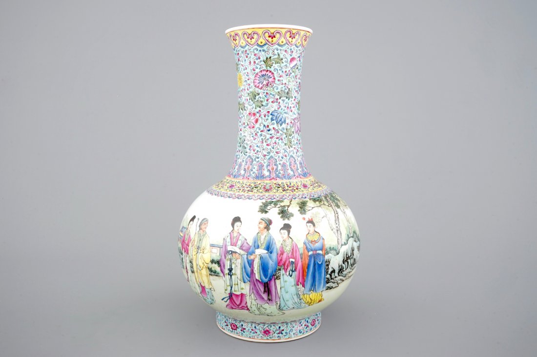 A fine Chinese porcelain famille rose vase, 20th C. (1 of 6)