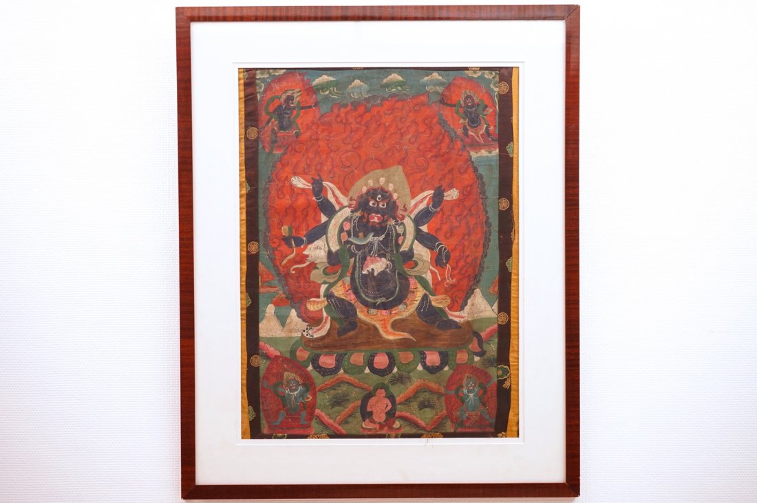 A framed Tibetan tangka, 19th C. (1 of 1)