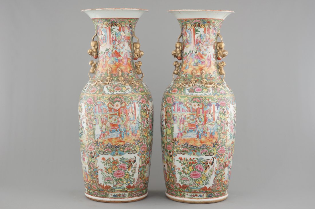 A massive pair of Chinese Canton famille rose floor (1 of 2)