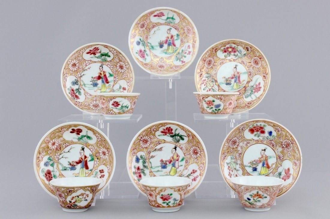 A set of five Chinese famille rose cups and six (1 of 1)